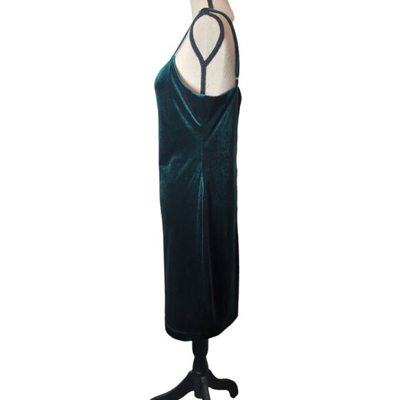 GB Womens Emerald Green Crush Velvet Dress XL Fairy Holiday Gothic Elegance Glam - Picture 3 of 13